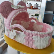 Load image into Gallery viewer, Unisex Baby Moses Basket with Cotton Rope Diaper Changing Carry Bag Crochet Basket Storage Basket
