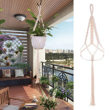 將圖片載入圖庫檢視器 Plant Hanger Basket  Handmade Rope Pots Holder Fine Hemp Rope Net Flower Pot Plant Lanyard
