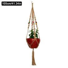 將圖片載入圖庫檢視器 Plant Hanger Basket  Handmade Rope Pots Holder Fine Hemp Rope Net Flower Pot Plant Lanyard
